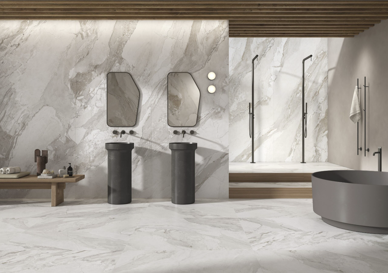 white porcelain tiles 60x120 Blend White Ret